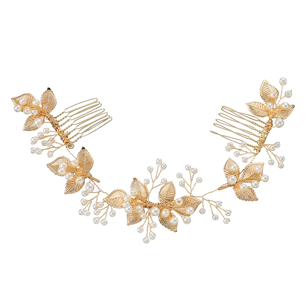 

Элегантные гребни для волос с жемчугом, 1 шт., аксессуары для невесты, головной убор (Золотой)