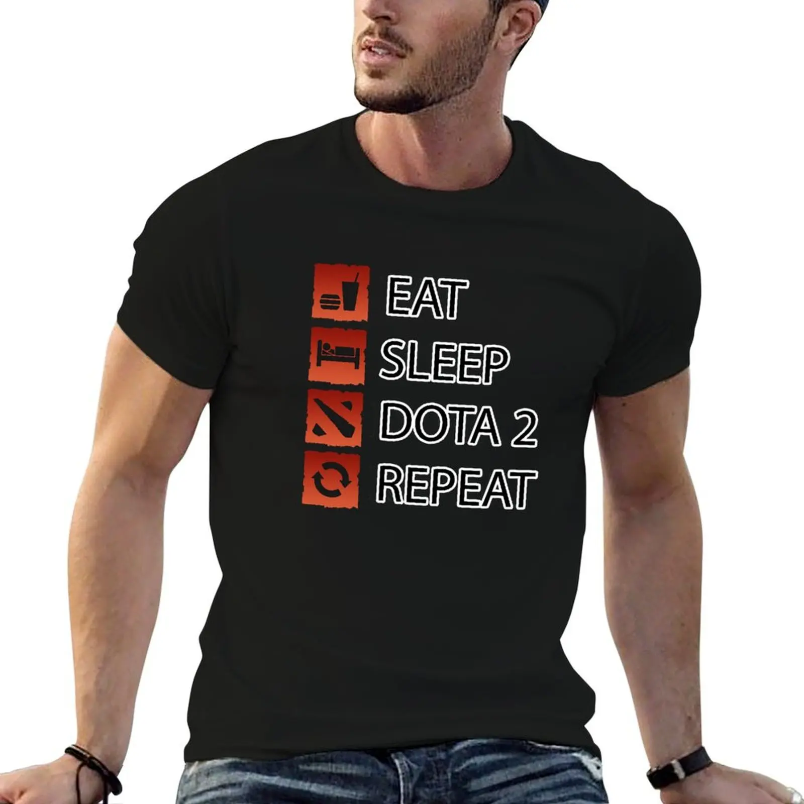Фото Футболка Dota 2 Gamer Life - Eat Sleep Dota 2 Repeat, футболка с принтом в городском стиле №1