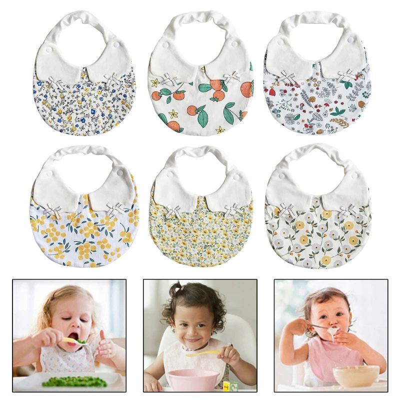 

Baby Cotton Embroidery Flower Printing Doll Collar Bib Newborn Feeding Saliva Towel Baby Boys Feeding Burp Cloths Bandana Scarf