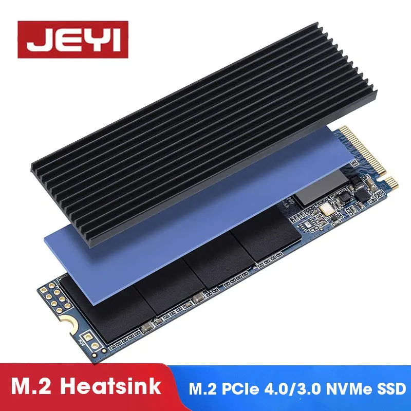 JEYI M.2 SSD NVMe Heat Sink M2 2280 Solid State Hard Disk Aluminum Heatsink Gasket with Thermal Silicone Pad PS5 Desktop PC