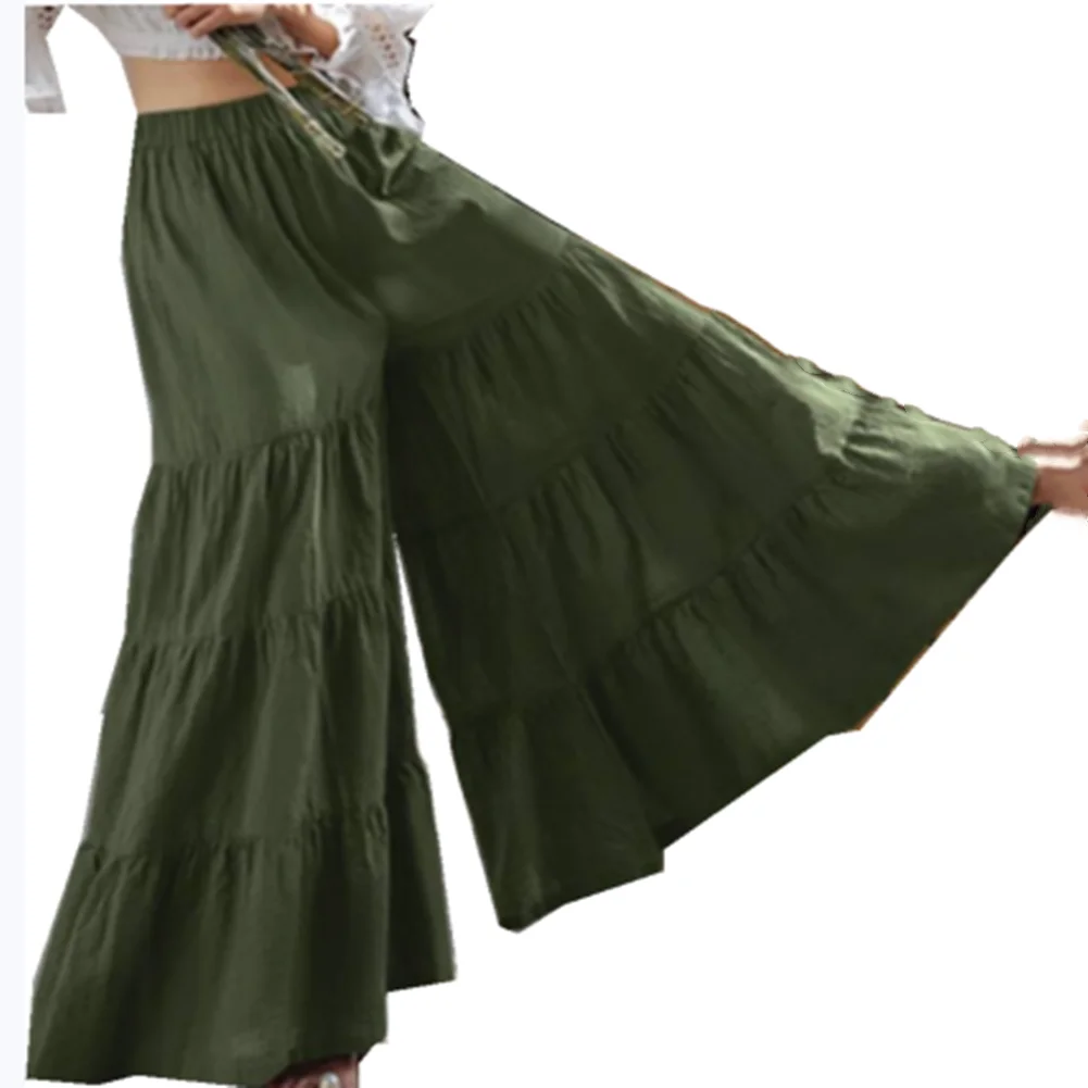 Женская широкая юбка-брюки широкие брюки до щиколотки с эластичной завышенной