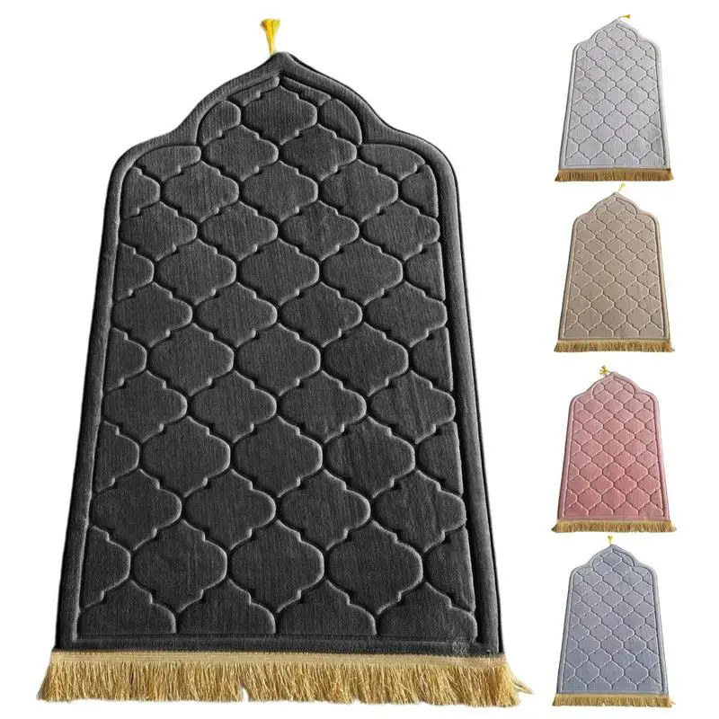 

Flannel Prayer Mat Kneel Embossing Floor Carpets Non Slip Soft Portable Travel Prayer Mats For Men Women Kids Ramadan Gift