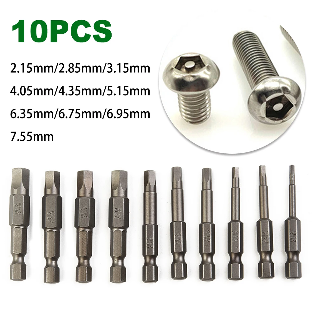 

10Pcs/Set 2.15-7.35mm Pentagonal Screwdriver Bits With Hole Magnetic Hex Shank For Electric /manual Screwdrivers