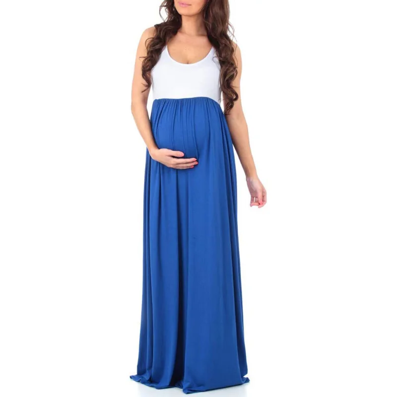 Sleeveless Dress for Pregnant Women Summer Comfortable Elastic Meternity Dress Pregnancy Long Dresses enlarge