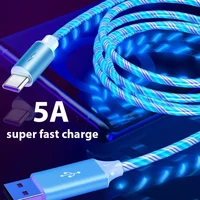 5a usb type c cable micro usb lightning cable with led 7 color streamer light for huawei fast charge iphone xiaomi samsung cable