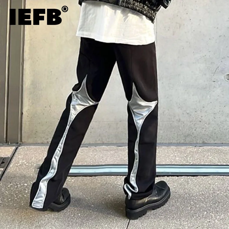 

IEFB American Highstreet Color Contrast Casual Pants Men's Spring Loose Design Traight 2023 Design Male Trousers Fashion 9A7587