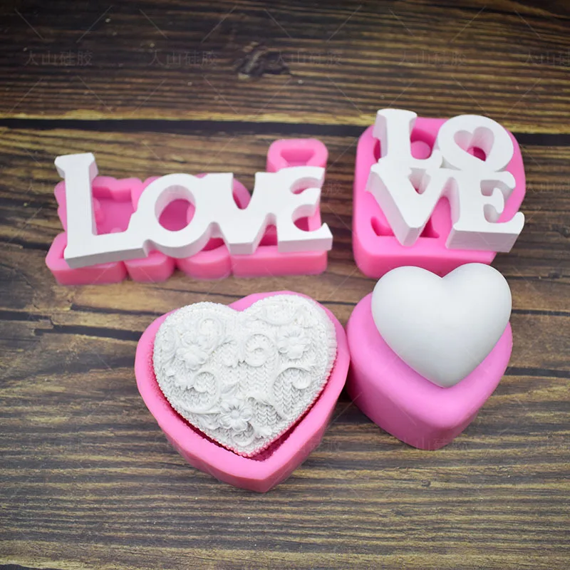 

LOVE Shape Letter Candle Mold Silicone Love Aromatherapy Plaster Mould Valentine's Day Baking Cake Chocolate Form Silicone Molds