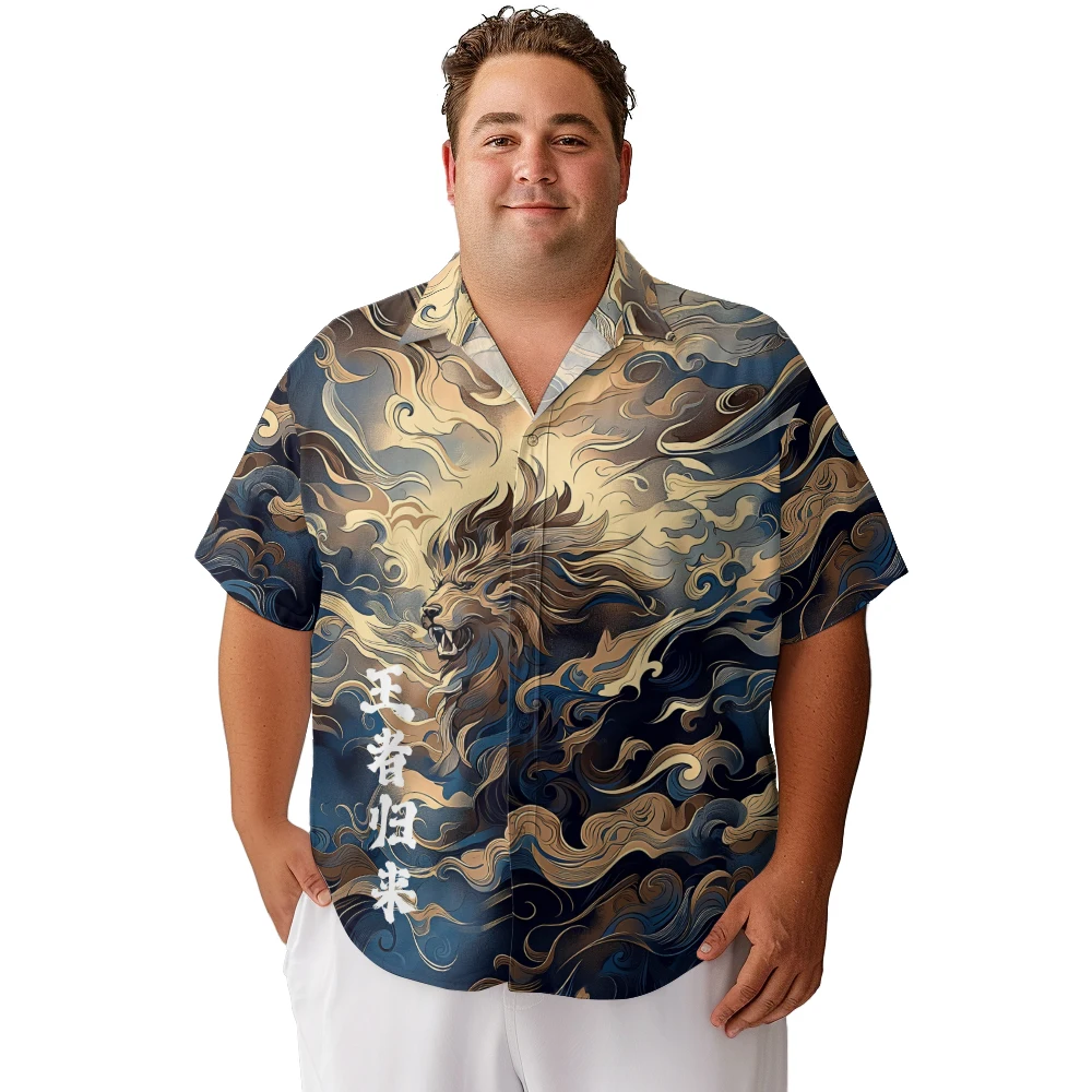 Новинка 2024 Гавайские мужские рубашки искусственная китайская стильная одежда с