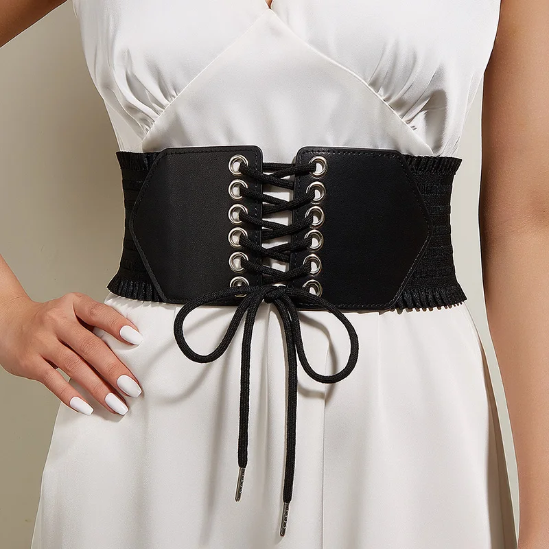 Elastic Wide Corset Belt For Women Tied Rope Waist Strap Female Designer Dress Skirt Coat Stretch Decorative Girdle