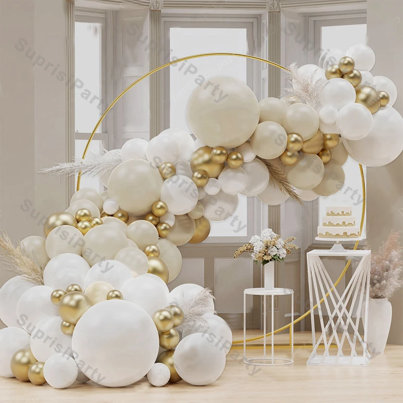 

103pcs/set Beige Balloon Garland Kit Sand White Chrome Gold Latex Globos Wedding Decoration Birthday Baby Shower Party Backdrop