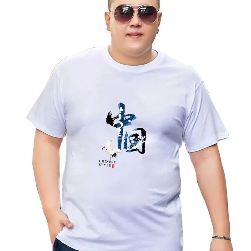 

summer men cotton tshirt short sleeve letter Cinese style loose tees tops plus size 10XL 12XL 14XL 16XL soft tshirt 64 66 68 70