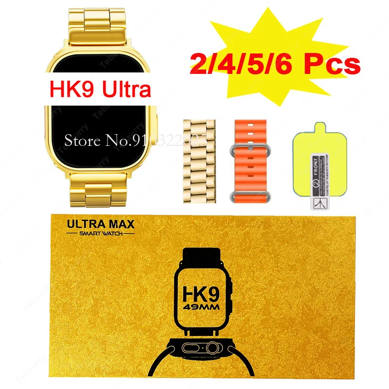 

Смарт-часы HK9 Ultra, 2,02 дюйма, 49 мм, спортивные Смарт-часы для мужчин и женщин, Bluetooth-вызов, Беспроводная зарядка, наручные часы золотого цвета