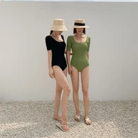 sexy bikini beachwear korean style one piece swimwear women half sleeve swimwear padded swimsuit high quality bathing suit