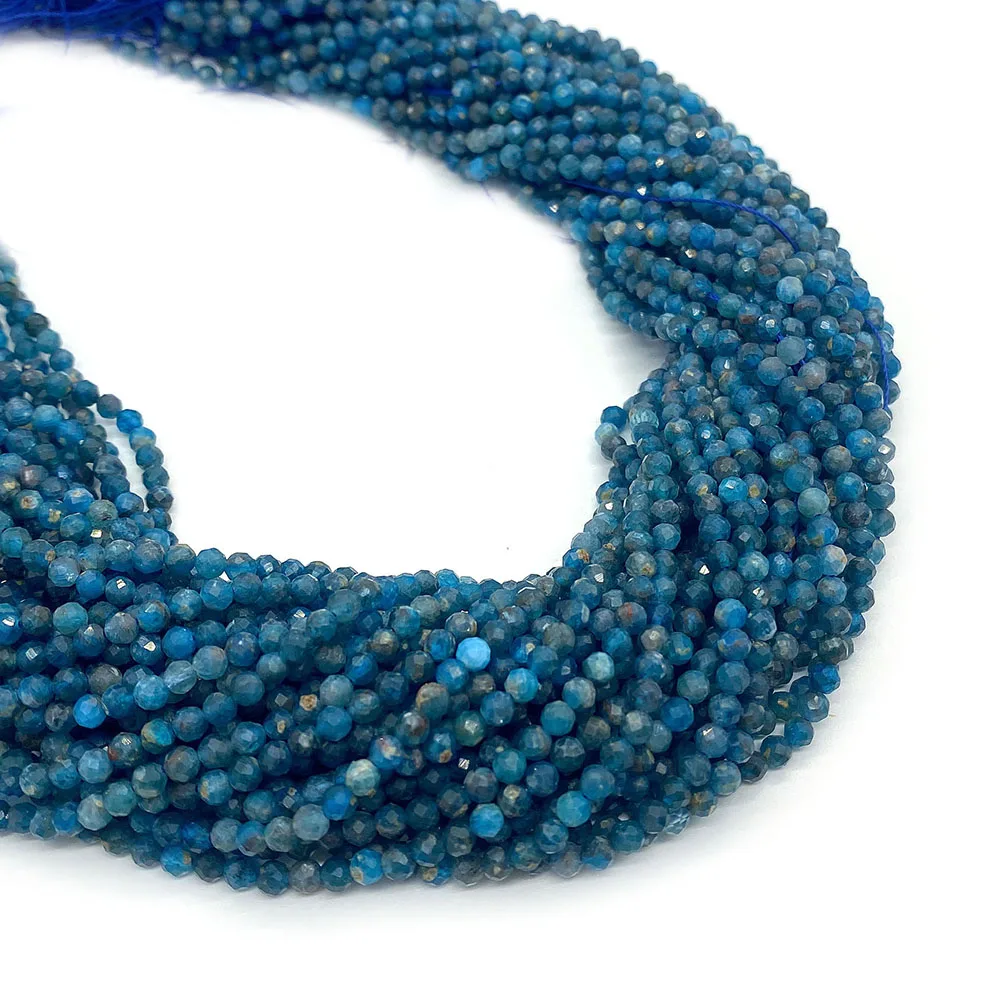 Оптовая продажа граненые бусины из натурального апатита 2 мм 3 4 для изготовления