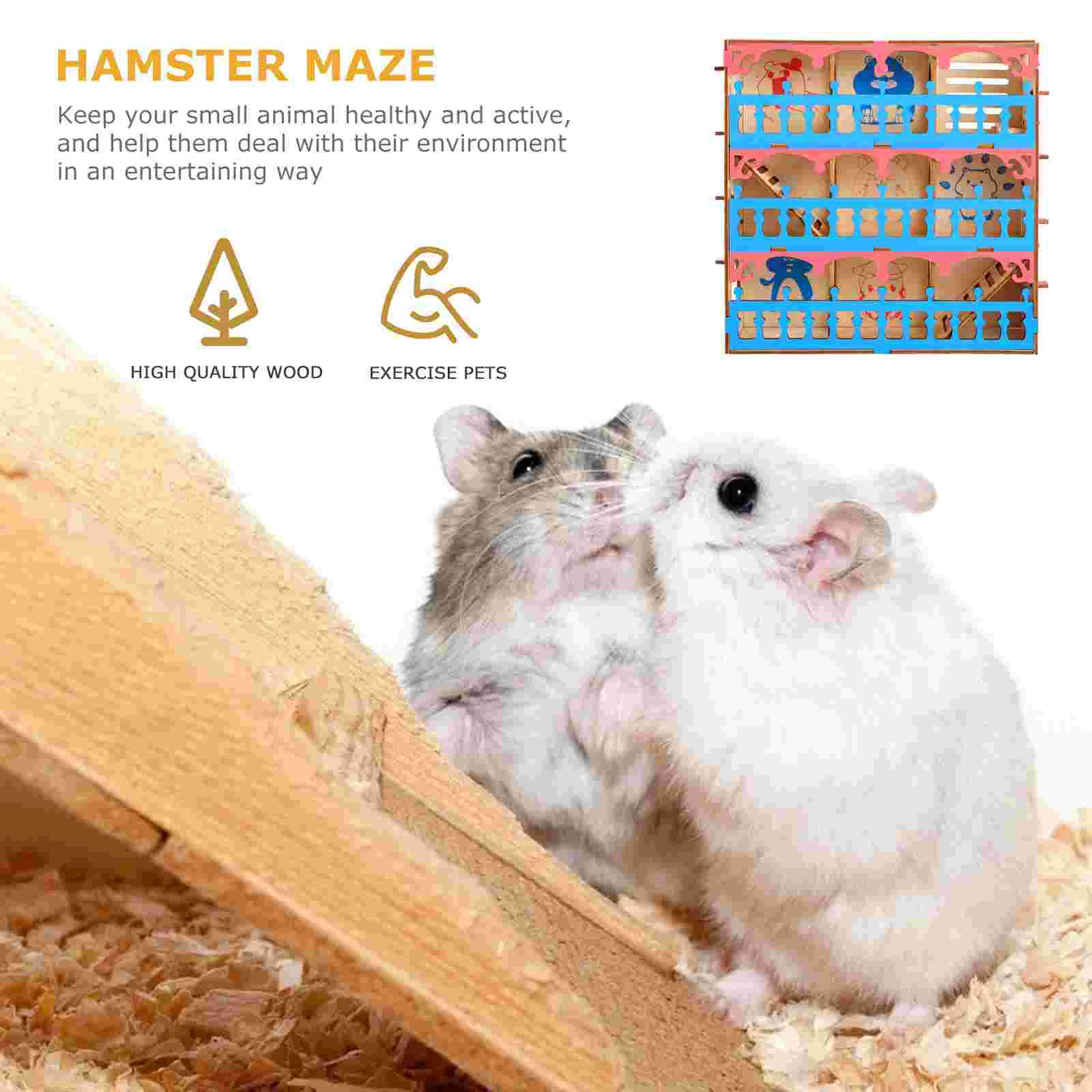 Dwarf Hamster Accessories Tubes and Tunnels Kit Villa Maze Toy Small Pet Exploring Wooden
