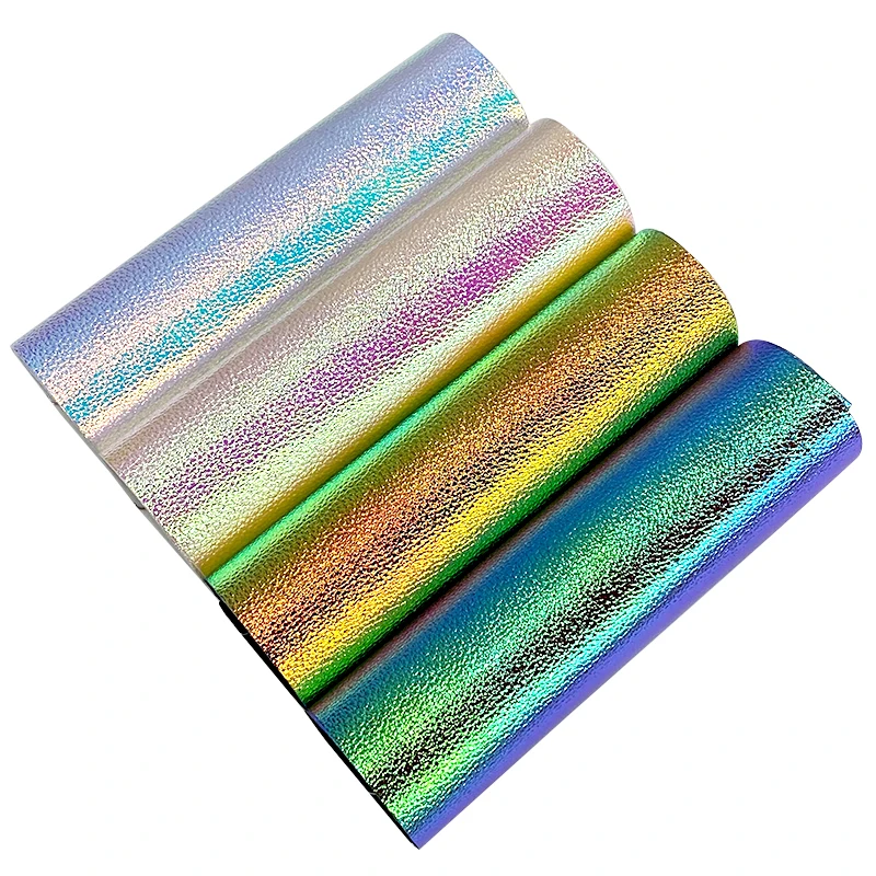 

Holographic Litchi PU Leatherette Faux Synthetic Leather Fabric For Sewing Bow Bag Brooches Sofa Car DIY Material 1.37*3m