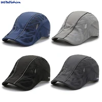 summer driver hat newsboy cap breathable mesh men caps male outdoor golf cycling panama vintage unisex berets flat hats