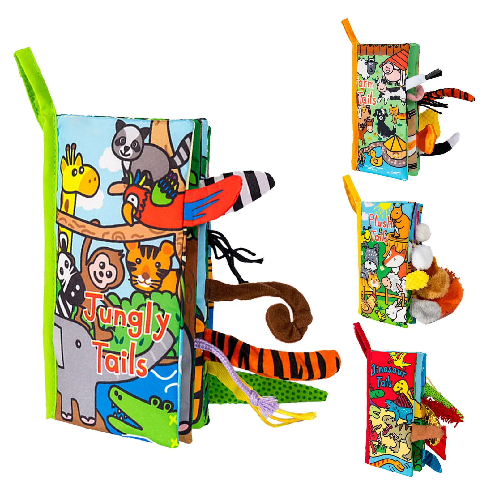 

Книжка с мягким хвостом для детей, занятая тканью книга для малышей с 3D хвостом животных, тихие книги и сенсорные книги для обучения