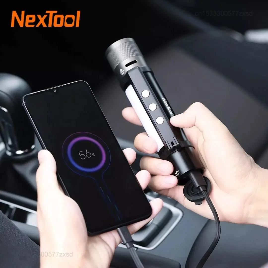

Xiaomi NexTool 6 in 1 Zoomable Flashlight, 1000LM, 3 Mode Dual Light Source 2600mAh LED Light Torch Power Bank Camping Light New