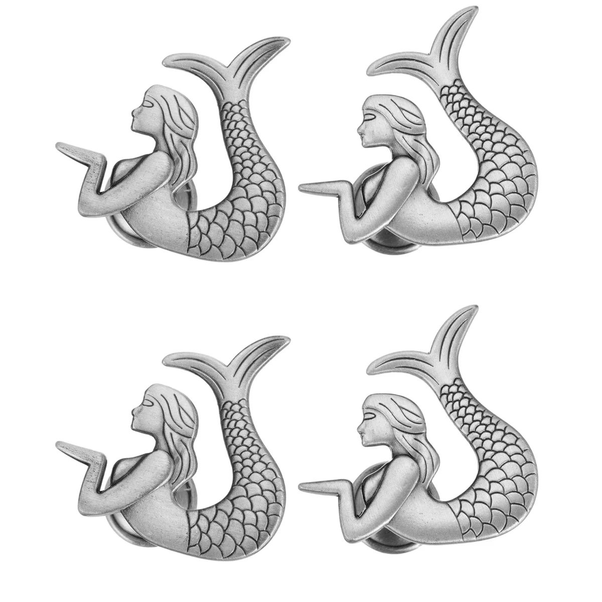 

Knobs Handle Cabinet Drawerdresser Mermaid Silver Handlesring Alloy Zinc Cupboard Kitchen Box Decorative Nauticalmetal Knob