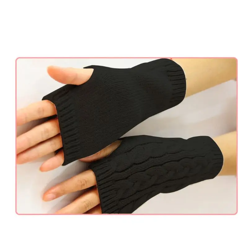 

652F Ladies Girl Mitten Winter Unisex Arm Warmer Elbow Long Fingerless Knit Gloves