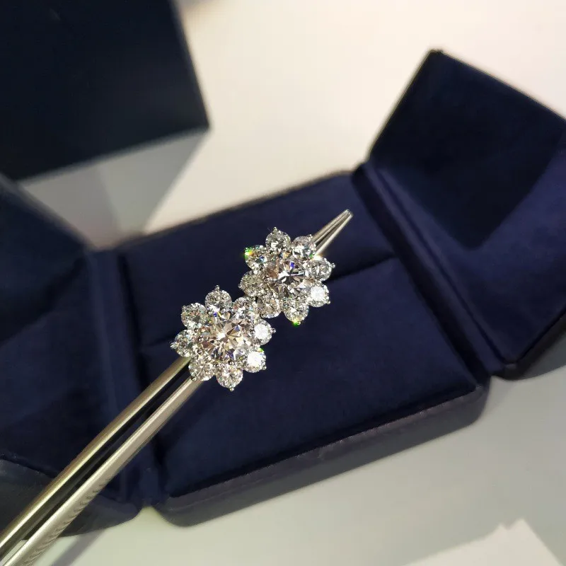 Модные серьги-гвоздики High Sense Sun Flower S925 стерлинговое серебро высокоуглеродистый