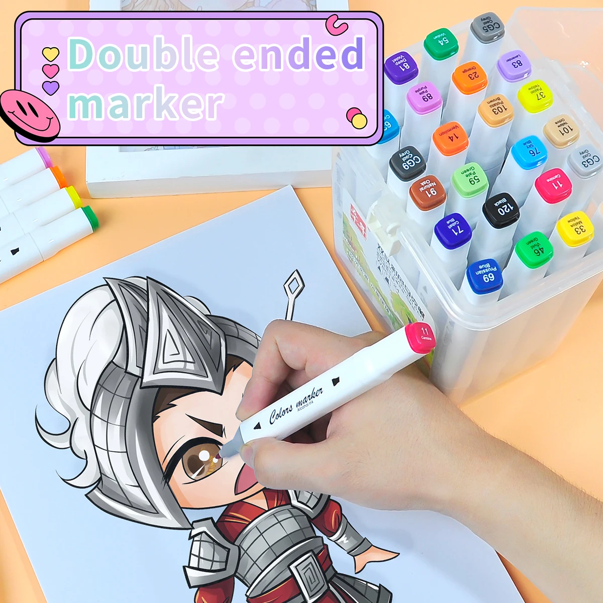 Набор маркеров для рисования на масляной основе двухсторонние фломастеры