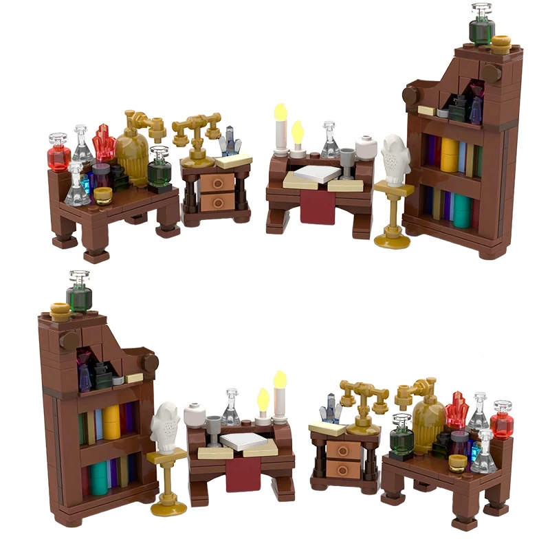 

Creative Medieval Alchemist Laboratory Building Block Kit Small Apothecary Jars Bottles Alembics Labs Workshop Bricks Toys Gifts