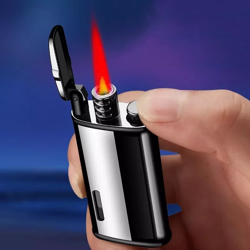 

Windproof Lighter Red Flame Butane Gas Straight Creative Gift Men's Gadget Creative Portable Cigarette Lighter Private Custo