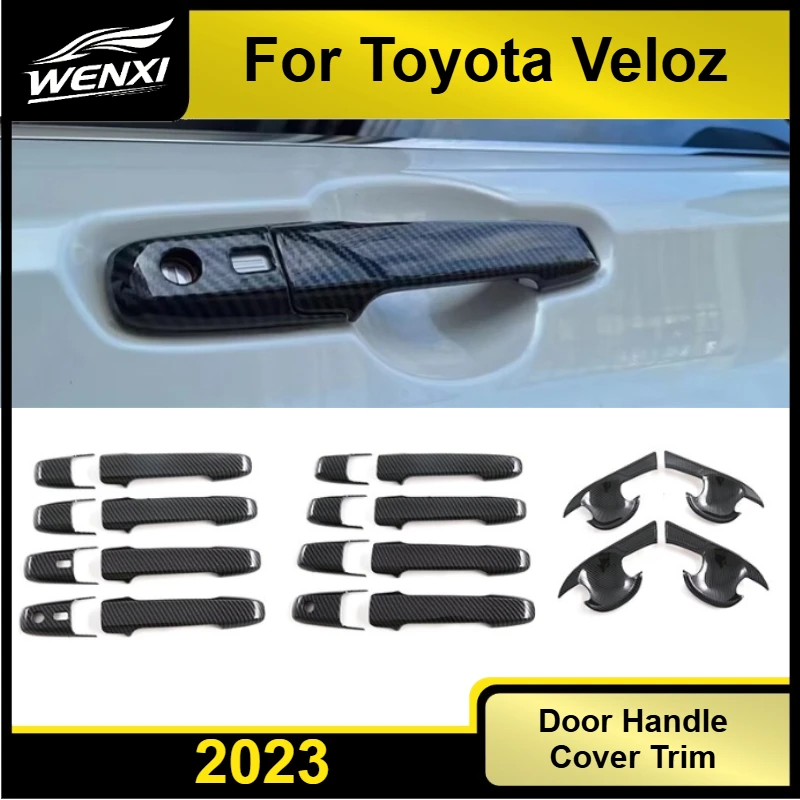 Фото Накладка на ручку двери для Toyota Veloz 2023, глянцевая черная, защита от царапин, аксессуары для модификации экстерьера MPV №1