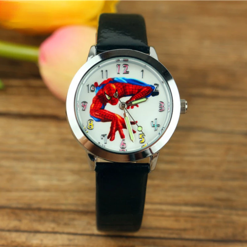 Часы Детские с изображением Человека-паука, модные милые кварцевые, с мультяшным рисунком, подарок для детей