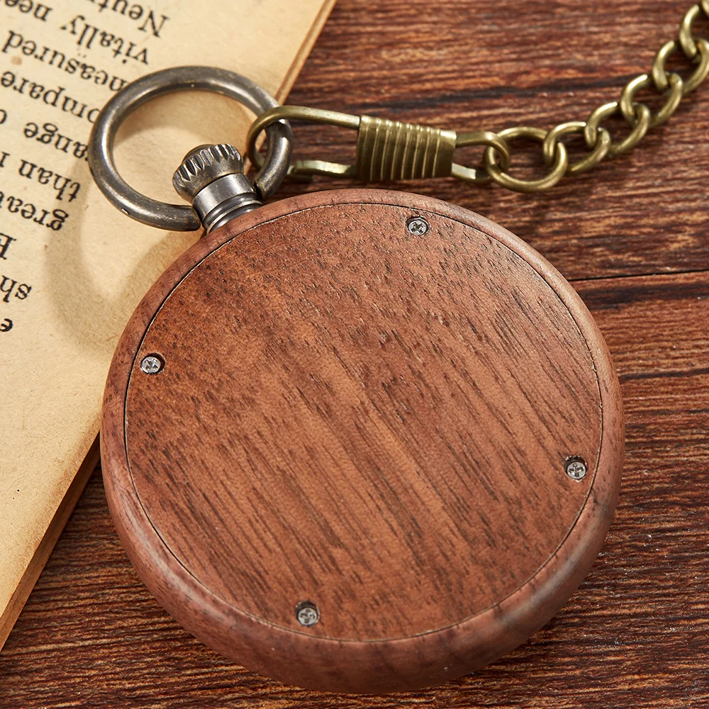 Wooden Pocket Watch Mens Vintage Quartz Watches Male Pendant Women Fob Chains Simple Dial Creative Clock Steampunk reloj hombre