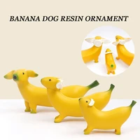 creative yellow banana dog statue garden resin decoration crafts home desktop cute dog decoration holiday gift