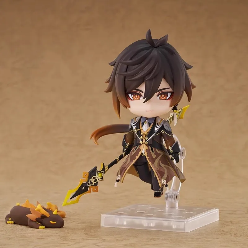 Kawaii Q версия Zhongli Фигурка Genshin Impact Аниме ПВХ Модель Скульптура Ручная работа