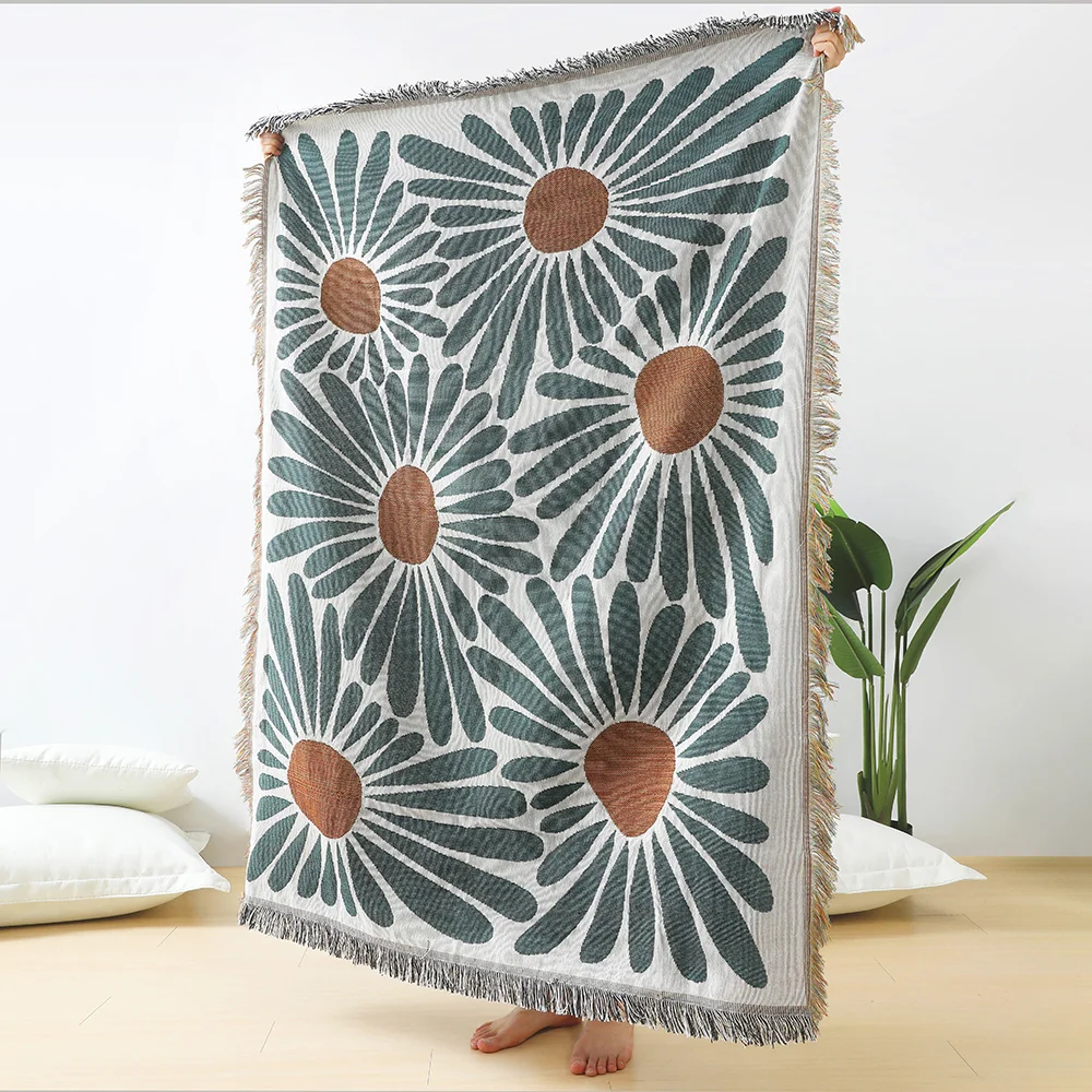 

Flowers Knitted Blankets Casual Throw Blanket Cover Kawaii Leisure Carpet Decorative Tapestry Sofa Cover Tablecloth Home Decor