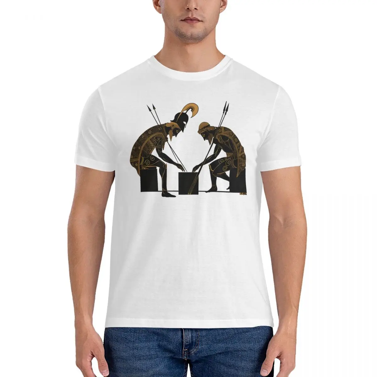 Мужская футболка с коротким рукавом и круглым вырезом из чистого хлопка