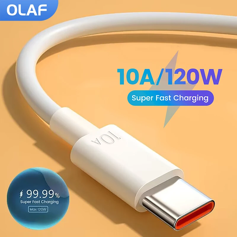 

Olaf 120W 10A USB Type C Cable Super Fast Charging For Huawei Mate 40 50 Xiaomi 11 10 Pro OPPO R17 USB C Charger Cable Data Cord