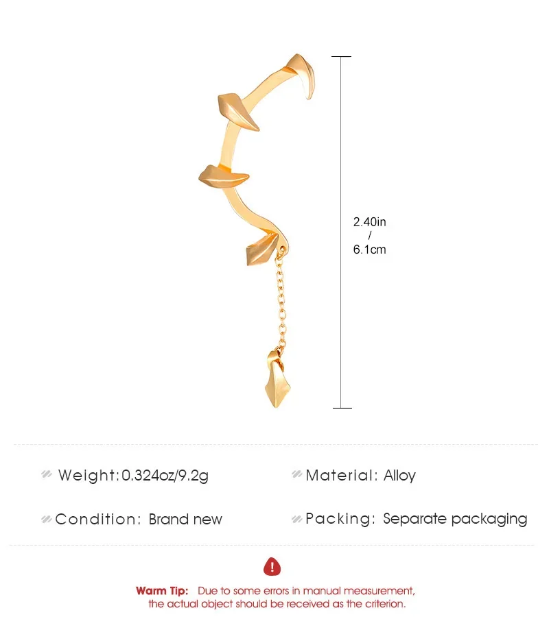 Модные манжеты для ушей в стиле панк с дьявольским когтем серьги женщин