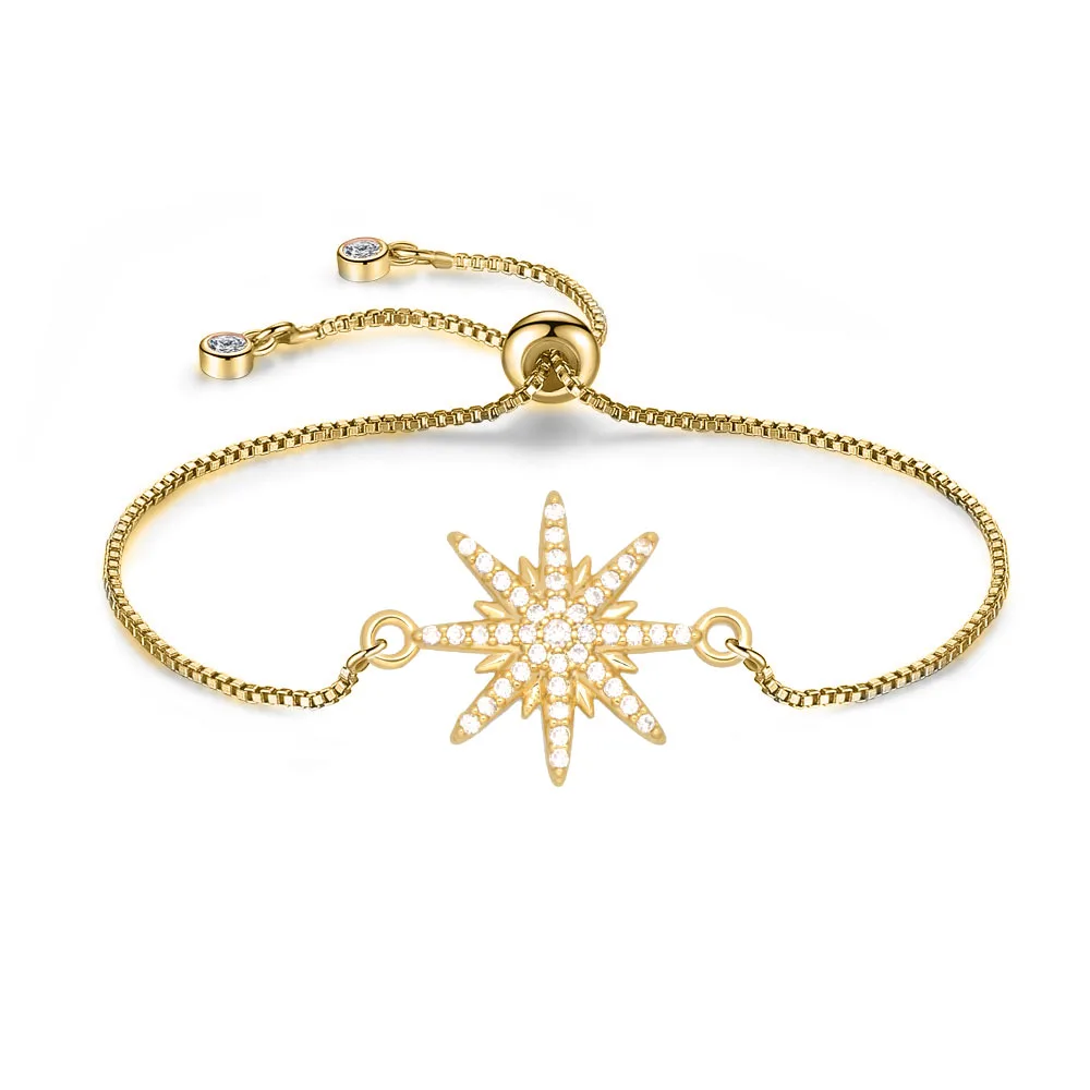 Милый браслет с подвесками из фианита и камней Медная Снежинка модный для женщин