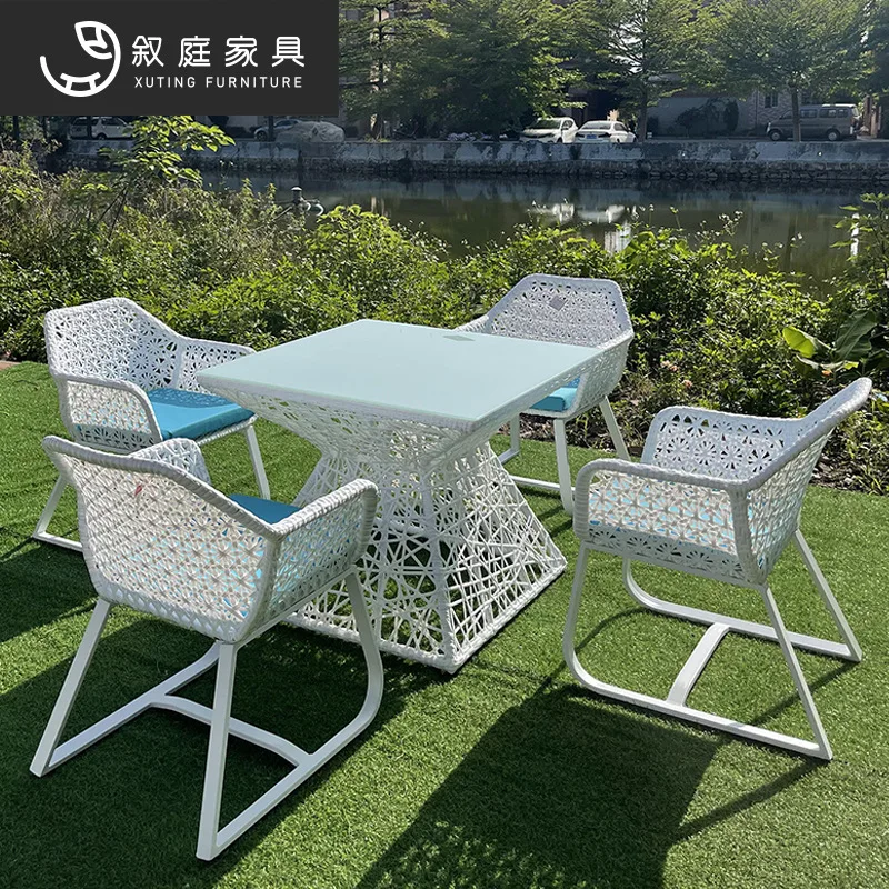 

Outdoor furniture, tables, chairs, villa, courtyard, simple leisure balcony, open-air iron art, high-grade rattan weaving