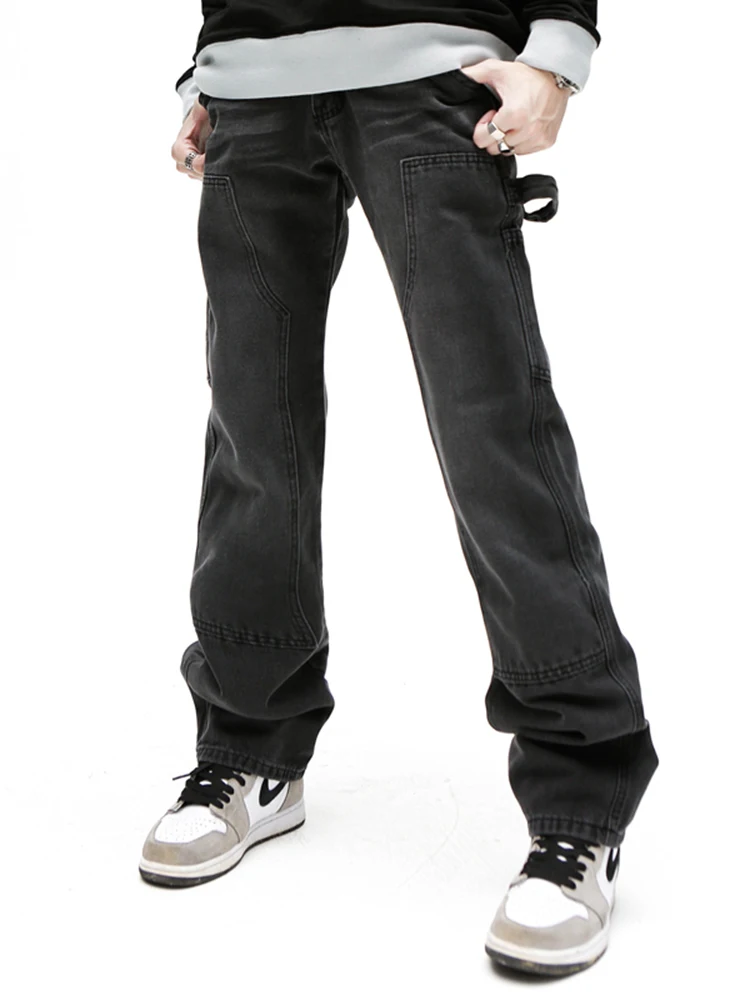 American Street Clothing Men's Casual Black Straight Jeans Y2k Wide Leg Loose Casual Trousers Fashion Men's Brand Clothing Denim