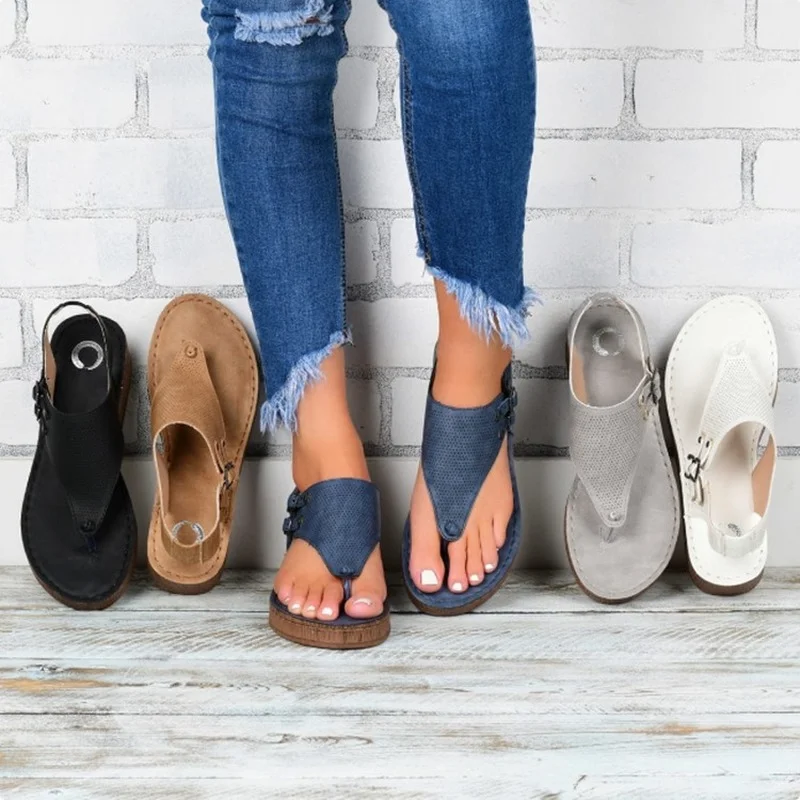Women Sandals Summer Shoes Fashion Wedges Heel Clip Toe Feet Roman Buckle Large Size Female Sandals Comfortable Sandalias Mujer