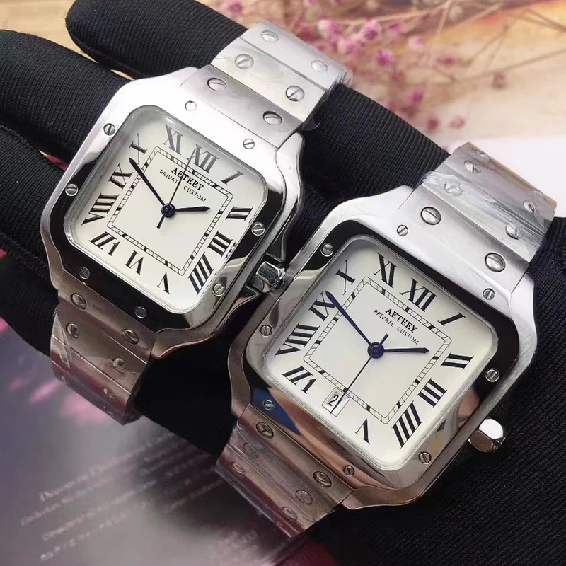 

New Mens Womens Quartz Watch Stainless Steel Bracelet White Rome Dial Sapphire Calendar 35mm 40mm