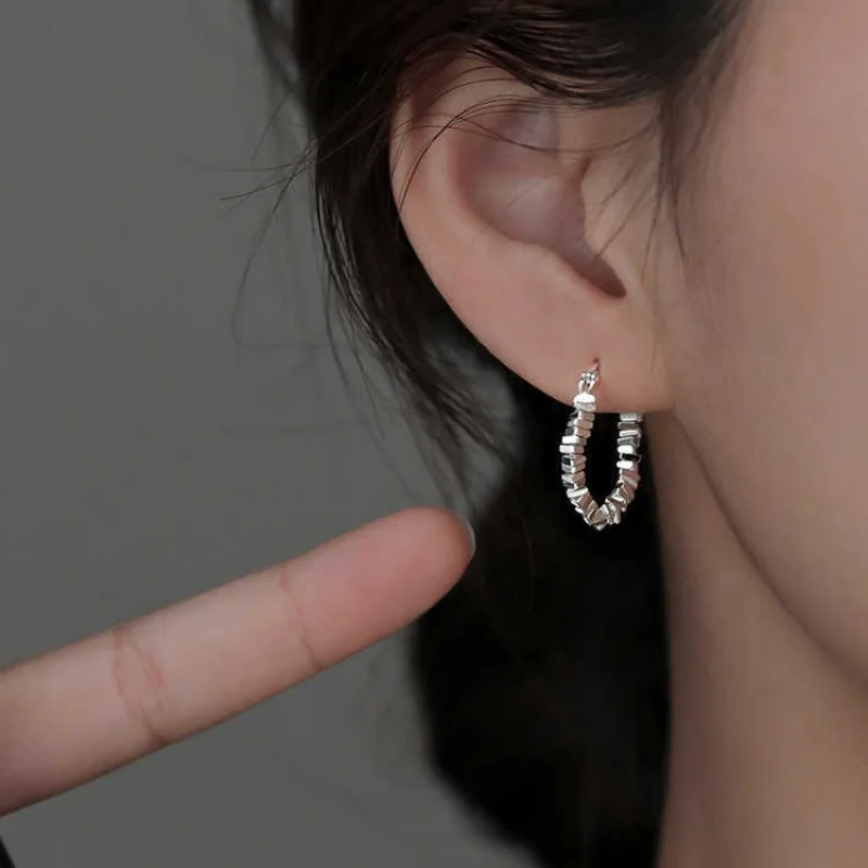 s925Серебряные новые маленькие кусочки серебра особый интересный дизайн серьги