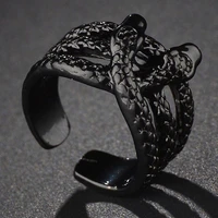 2022 punk silvery black double snake opening adjustable ring for men women vintage animal metal finger rings jewelry gift