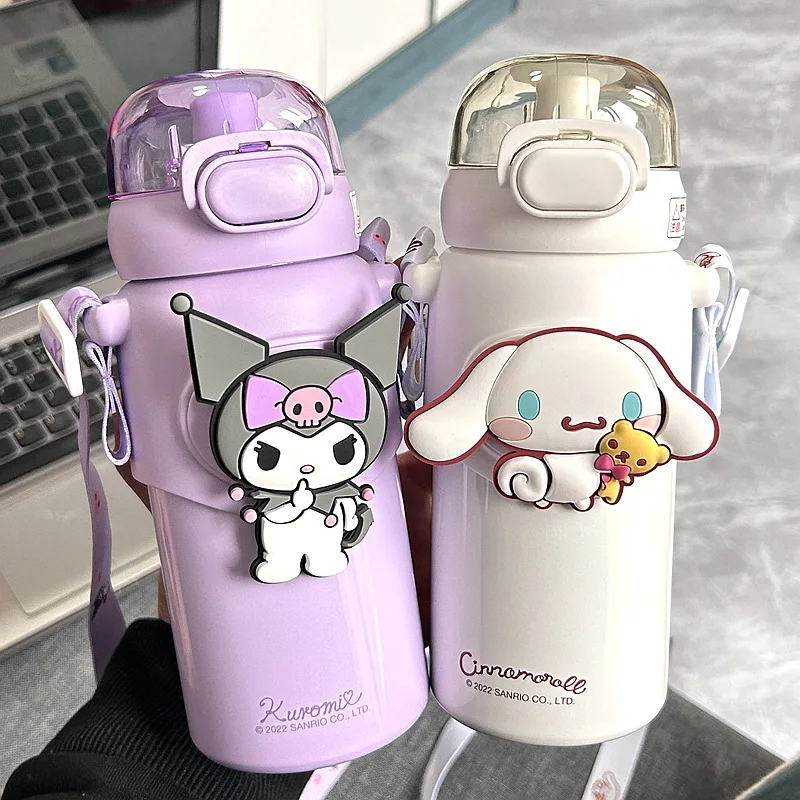 

Kawaii Sanrio Cinnamoroll Thermo Cup Japan Anime Kuromi My Melody Cute Style Large Capacity Water Cups with Straws Student Gift