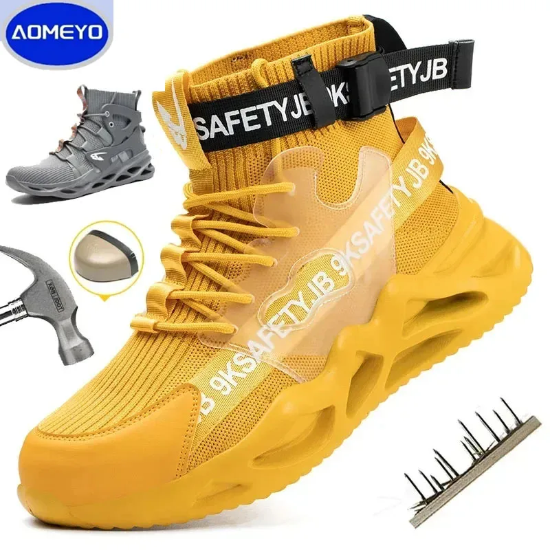 Мужская Защитная Обувь Со Стальным Носком Дышащие Рабочие Ботинки Прочная