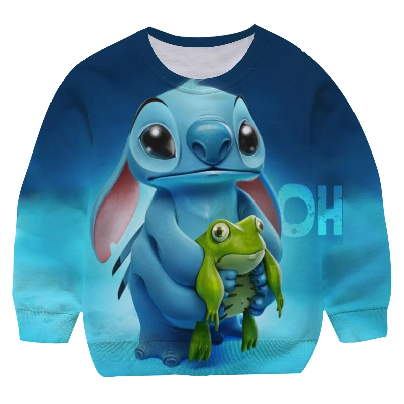 

Boys Girls Stitch Hoodies Long Sleeves Cartoon Sweatshirt Baby Children Clothing Autumn Pullovers 1-10 Years Kids Street Wear