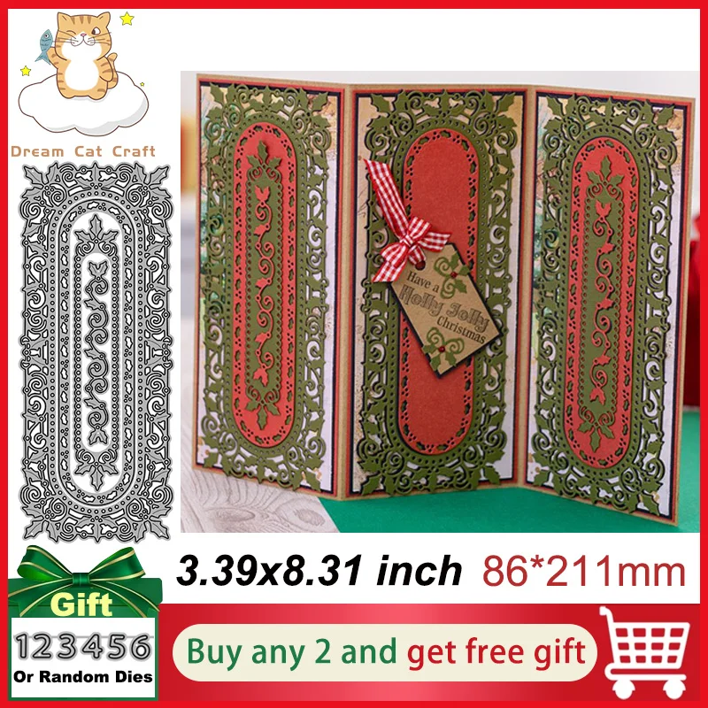 

Dreamcat Рождество Holly Sprigs прямоугольный рельефный нож-гнездо штамп углерод Сделай Сам режущие штампы металлическое ремесло штамп 2023 Новые пос...