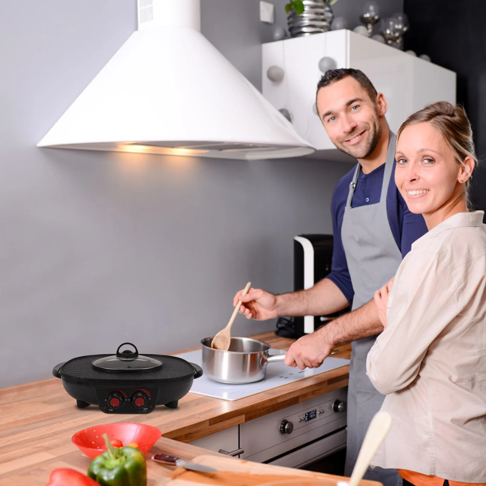 1 шт. Электрический горшок с двойным управлением антипригарные прочные